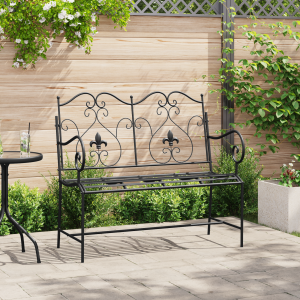 vidaXL Tuinbank met geschoeide uitstraling Zwart 104 cm Staal