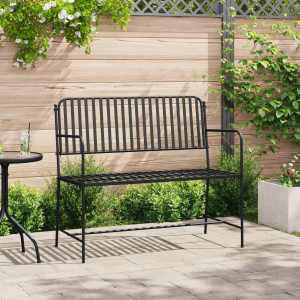 vidaXL Tuinbank met Lamellen Zwart 107 cm Staal