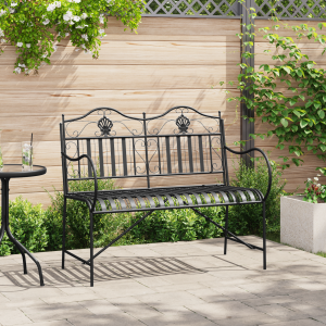 vidaXL Tuinbank met Lamelontwerp Zwart 103,5 CM Staal