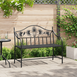 vidaXL Tuinbank met Lattenontwerp Zwart 104 cm Staal