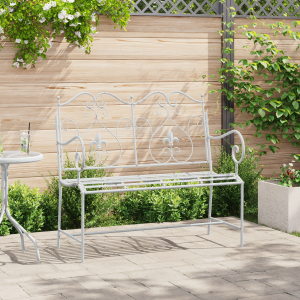 vidaXL Tuinbank met Sprankelend Ontwerp Wit 104 cm Staal