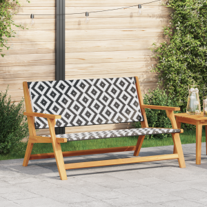 vidaXL Tuinbank Zwart en Wit 122x76x73,5 cm Massief Acaciahout