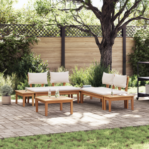 vidaXL Tuinbankset 3 pcs Bruin en Crème 2-zits Small Massief hout