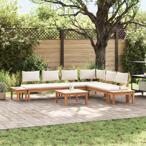 vidaXL Tuinbankset 4 pcs Bruin en Crème 2-zits Medium Hout en Stof
