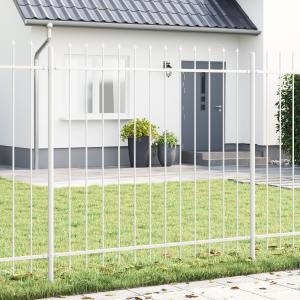 vidaXL Tuinfence met Spear Top Wit 8,5x1,5 m Staal