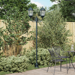 vidaXL Tuinlamp paal 2 lampen E27 220 cm aluminium groen