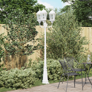vidaXL Tuinlampenpaal 3-Lamp E27 Wit 235 cm Aluminium