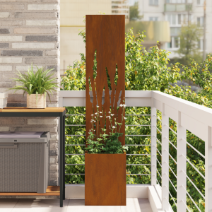 vidaXL Tuinplant met Decoratief Paneel Roestig 32 x 140 cm Cortenstaal