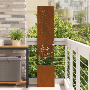 vidaXL Tuinplant met Decoratief Paneel Roestig 32 x 140 cm Cortenstaal