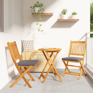 vidaXL Tuinstoelen 2 st inklapbaar met grijs kussen massief acaciahout
