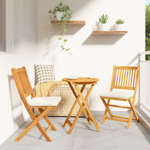 vidaXL Tuinstoelen 2 st inklapbaar met wit kussen massief acaciahout