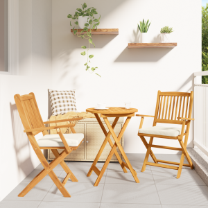 vidaXL Tuinstoelen 2 st inklapbaar met wit kussen massief acaciahout