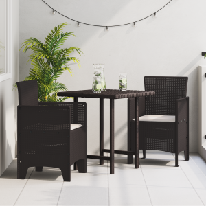 vidaXL Tuinstoel met kussen 2 pcs Bruin 53 x 49 x 85 cm Polypropyleen