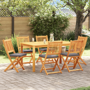 vidaXL Tuinstoelen 6 st inklapbaar grijze kussens massief acaciahout