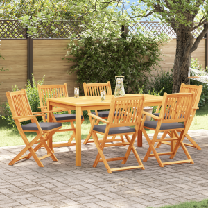 vidaXL Tuinstoelen 6 st inklapbaar grijze kussens massief acaciahout
