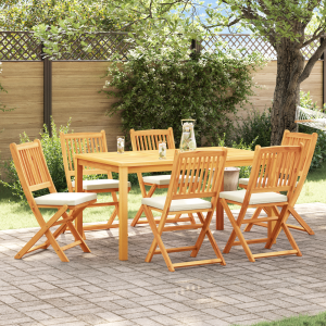 vidaXL Tuinstoelen 6 st inklapbaar witte kussens massief acaciahout