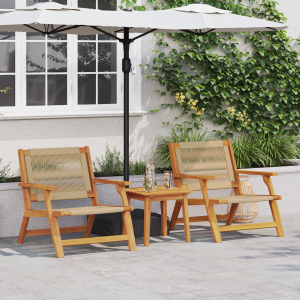 vidaXL Tuinstoelen met Tafel Set - 3 Stuks in Beuken Massief Acaciahout