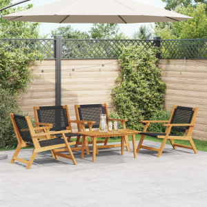 vidaXL Tuinstoelen met Tafelset - 5 Stuks, Zwart Acaciahout