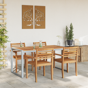 vidaXL Tuintafel 160x80x75 cm staal en massief acaciahout grijs