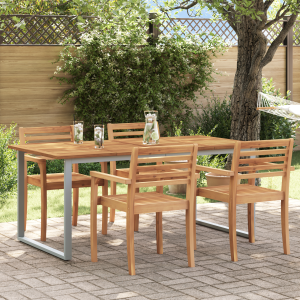 vidaXL Tuintafel 180x90x75 cm staal en massief acaciahout grijs