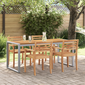 vidaXL Tuintafel 180x90x75 cm staal en massief acaciahout grijs