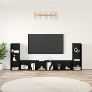 vidaXL TV-kast 4 pcs Zwart eiken 37 x 35 x 107.5 cm Engineered hout
