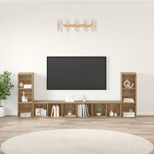 vidaXL TV-kast met plank met opslag 4 pcs Ambachtelijk eiken 37 x 35 x 107.5 cm
