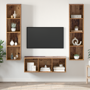 vidaXL TV-kast set 3 pcs Oud hout 37 x 37 x 142.5 cm Bewerkt hout