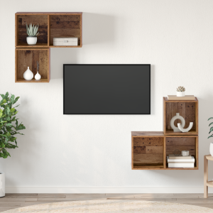 vidaXL TV-kast set 4 pcs Oud hout 37 x 37 x 72 cm Bewerkt hout