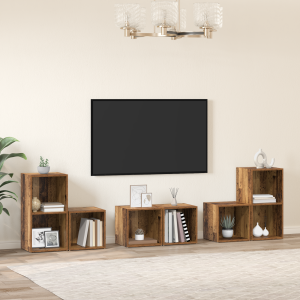 vidaXL TV-kast set met plank met opslag 6 pcs Oud Hout Bewerkt hout