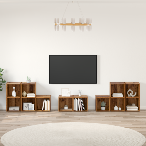 vidaXL TV-kast set met plank met opslag 8 pcs Oud Hout Bewerkt hout