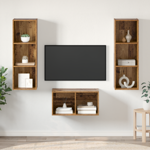 vidaXL TV-kast set met plank Oud hout 37 x 37 x 107 cm Bewerkt hout