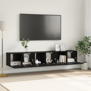 vidaXL TV Kast Set Zwart Eiken Bewerkt hout Middelgroot TV Kast