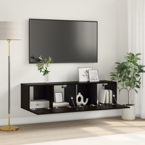 vidaXL TV-kastset Zwart Eiken Geëngageerd hout Klein TV-kast