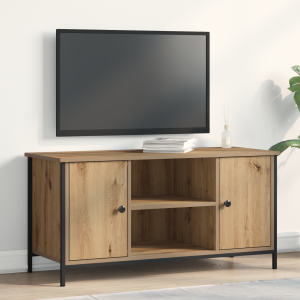 vidaXL Tv-meubel 100x40x50 cm bewerkt hout en staal artisanaal eiken
