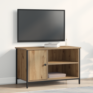 vidaXL Tv-meubel 80x40x50 cm bewerkt hout en staal artisanaal eiken