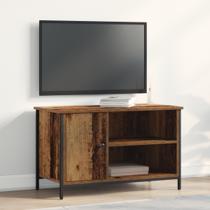 vidaXL Tv-meubel 80x40x50 cm bewerkt hout en staal oud houtkleurig