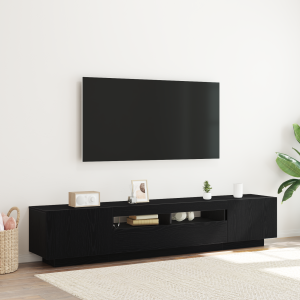 vidaXL Tv-meubel met LED 200x35x40 cm bewerkt hout zwart eikenkleurig