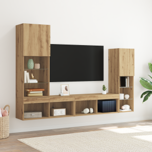 vidaXL TV-kast 4 pcs artisanaal eikenkleurig Bewerkt hout