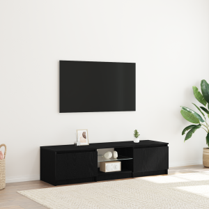 vidaXL TV-meubel met LED-verlichting - Zwart eiken - 140x40x35,5 cm - Bewerkt hout