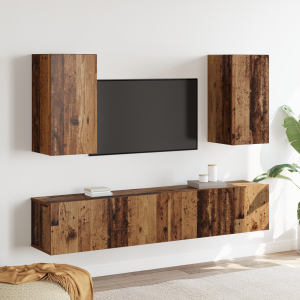 vidaXL Tv-meubelset 4 pcs Oud hout 160 x 30 x 30 cm Bewerkt hout