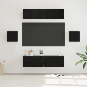 vidaXL Tv-meubelset 6 pcs Zwart eiken 60 x 30 x 30 cm Bewerkt hout