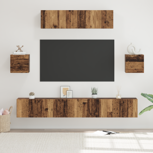 vidaXL Tv-meubelset 7 pcs Oud hout 80 x 30 x 30 cm Bewerkt hout