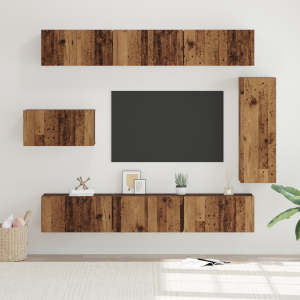 vidaXL Tv-meubelset 8 pcs Oud hout 30.5 x 30 x 90 cm Bewerkt hout