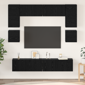vidaXL Tv-meubelset 8 pcs Zwart eiken 80 x 30 x 30 cm Bewerkt hout