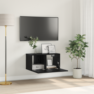 vidaXL TV-meubelset Zwart Eiken Bewerkt hout Middelgroot TV-meubel