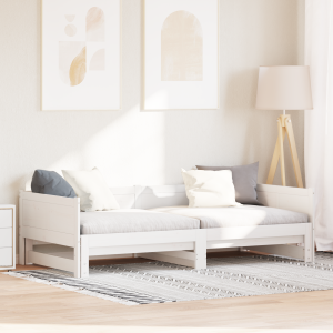 vidaXL Uittrekbaar Dagbed Wit 90x200 cm Massief Hout Grenen