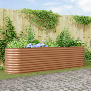 vidaXL Verhoogd Bed Planter Hout Effect Metaal 320 X 80 X 81 cm Duurzaam