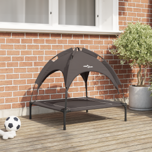 vidaXL Verhoogd Hondenbed Bruin Polyester, Metaal Middelgroot