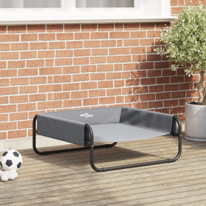 vidaXL Verhoogd Hondenbed Lichtgrijs ML Oxford Stof en Staal